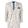 IM04 - Men's Beige 3 Piece Tailored Fit Wedding Suit
