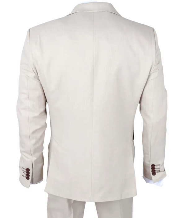 IM04 - Men's Beige 3 Piece Tailored Fit Wedding Suit