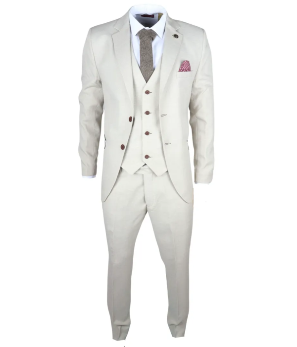 IM05 - Men's 3 Piece Cream Classic Wedding Suit