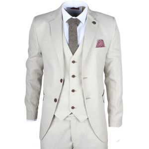 IM05 - Men's 3 Piece Cream Classic Wedding Suit