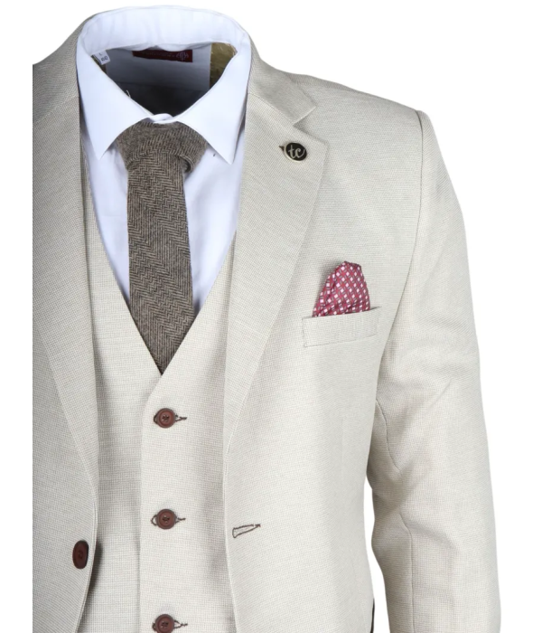 IM05 - Men's 3 Piece Cream Classic Wedding Suit