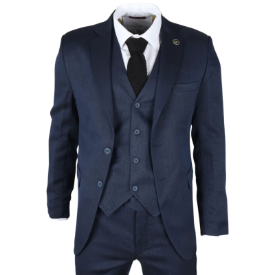 IM07 - Men's 3 Piece Navy Blue Classic Suit