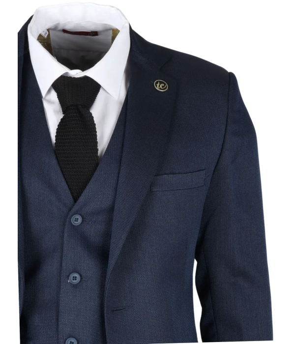 IM07 - Men's 3 Piece Navy Blue Classic Suit