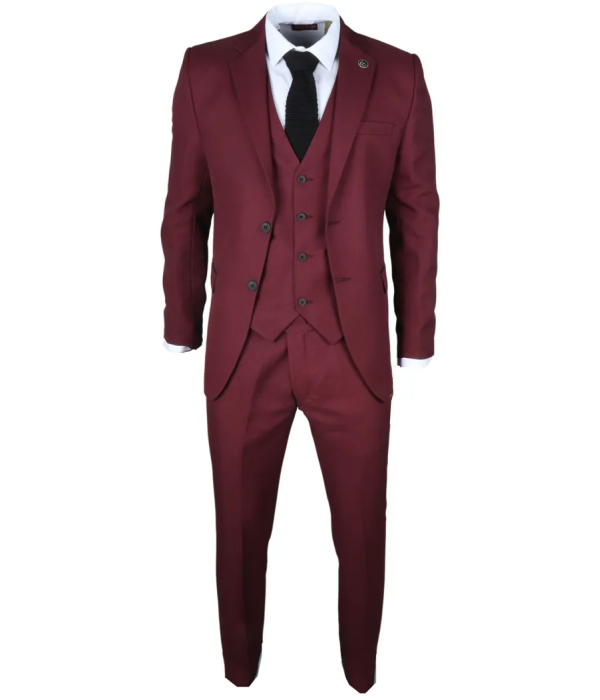 IM09 - Men's 3 Piece Burgundy Classic Suit