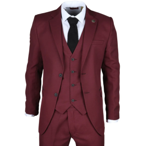 IM09 - Men's 3 Piece Burgundy Classic Suit