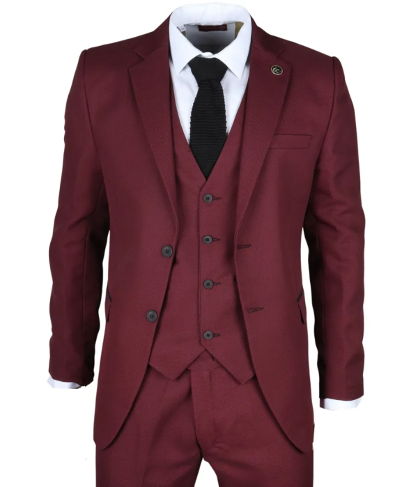 IM09 - Men's 3 Piece Burgundy Classic Suit