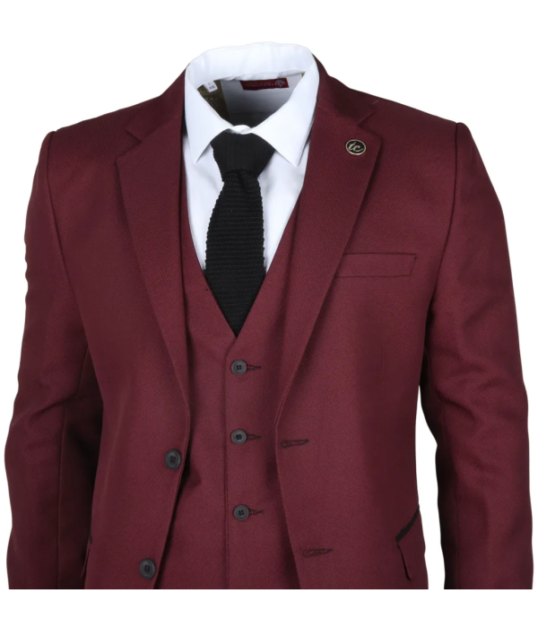 IM09 - Men's 3 Piece Burgundy Classic Suit