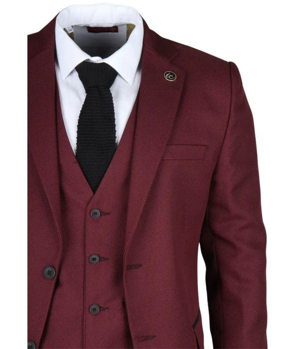 IM09 - Men's 3 Piece Burgundy Classic Suit
