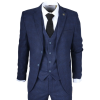 IM10 - Men's 3 Piece Navy Blue Check Suit