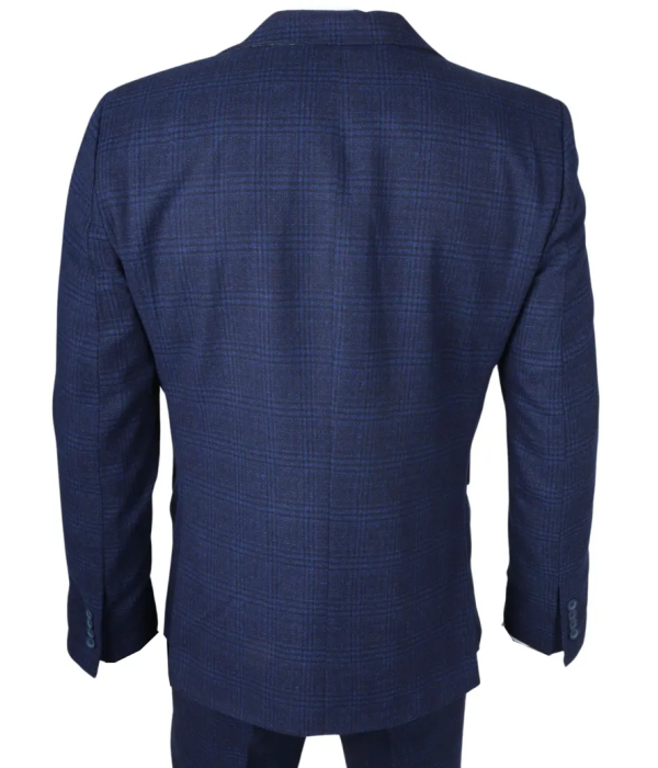 IM10 - Men's 3 Piece Navy Blue Check Suit