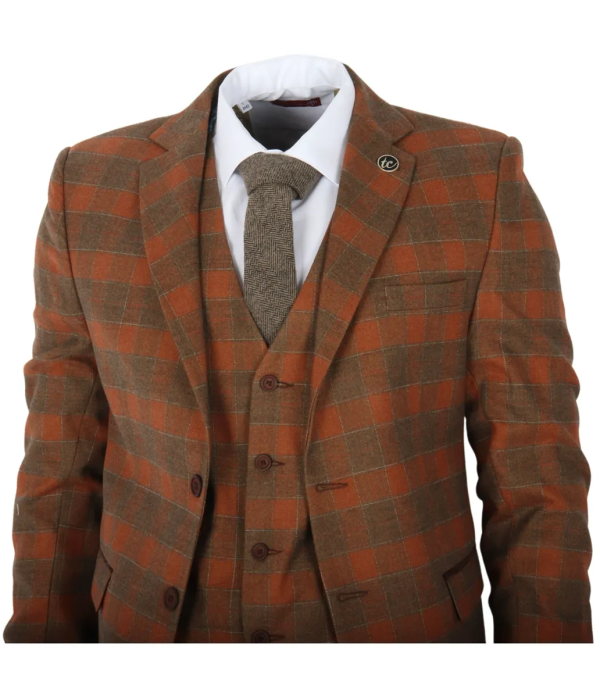 IM11 - Men's 3 Piece Brown Check Suit