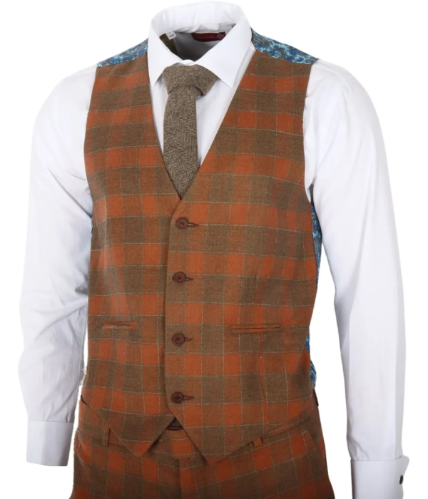 IM11 - Men's 3 Piece Brown Check Suit