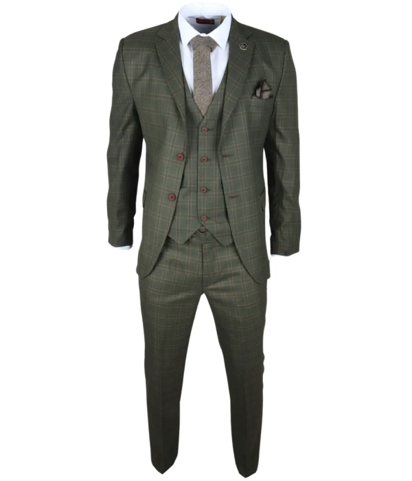 IM12 - Men's 3 Piece Green Check Suit