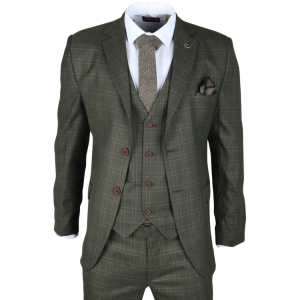 IM12 - Men's 3 Piece Green Check Suit