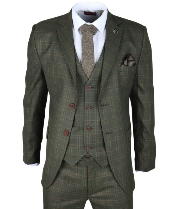 IM12 - Men's 3 Piece Green Check Suit