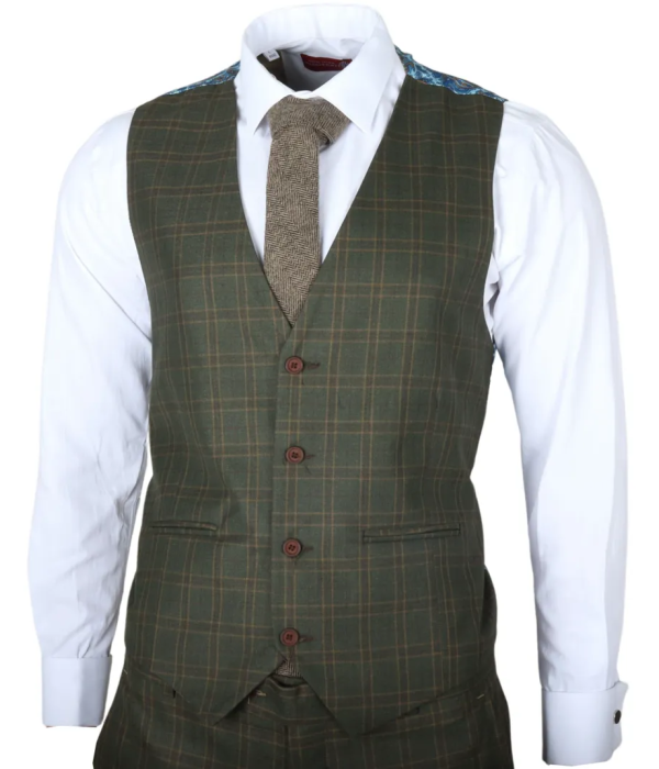 IM12 - Men's 3 Piece Green Check Suit
