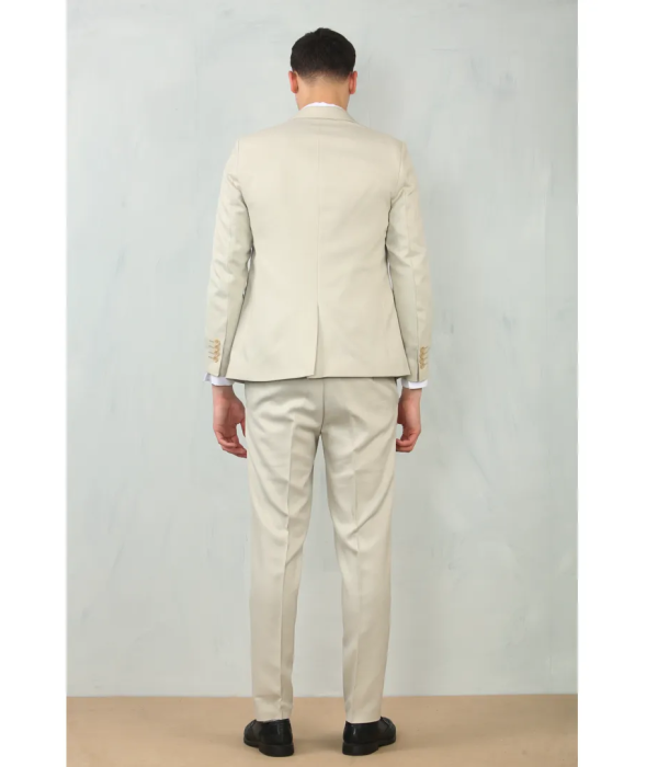 IM200 - Men's Cream Tailored Fit Wedding 3 Piece Suit