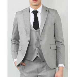 IM200 - Men's Grey Tailored Fit Wedding 3 Piece Suit