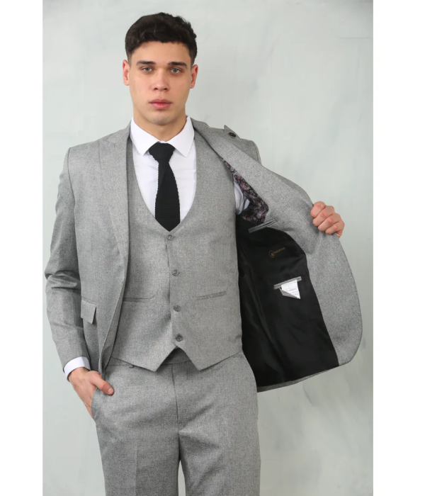 IM200 - Men's Grey Tailored Fit Wedding 3 Piece Suit