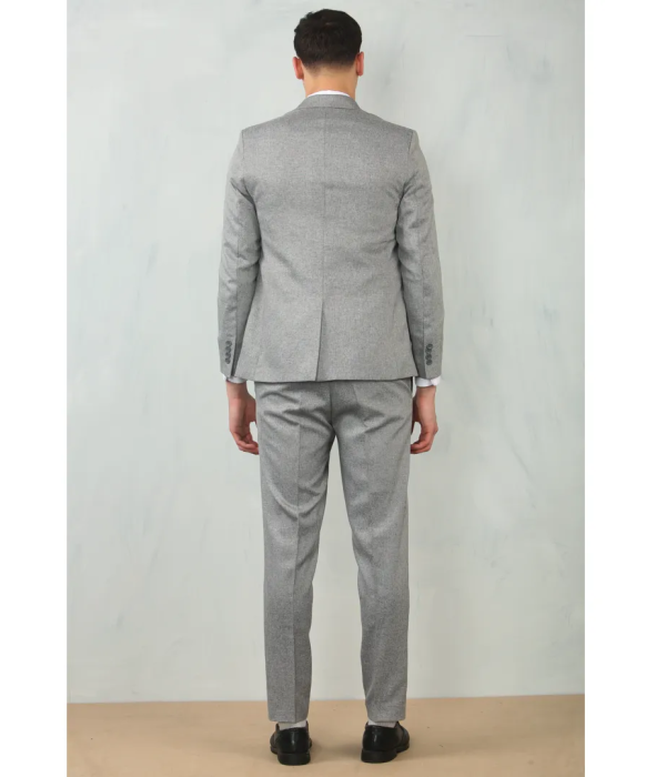 IM200 - Men's Grey Tailored Fit Wedding 3 Piece Suit