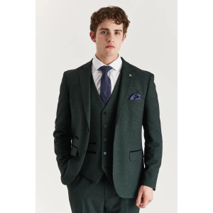 Regent - Men's Green 3 Piece Prince Of Wales Checked Suit