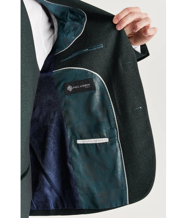 Regent - Men's Green 3 Piece Prince Of Wales Checked Suit