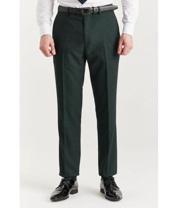 Regent - Men's Green 3 Piece Prince Of Wales Checked Suit