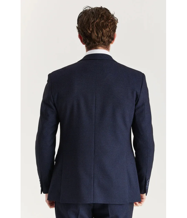 Regent - Men's Navy 3 Piece Prince Of Wales Checked Suit