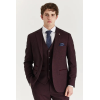 Regent - Men's Wine 3 Piece Prince Of Wales Checked Suit