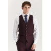 Regent - Men's Wine 3 Piece Prince Of Wales Checked Suit