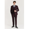 Regent - Men's Wine 3 Piece Prince Of Wales Checked Suit