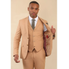 TP-23 - Men's Camel 3 Piece Linen Summer Wedding Suit