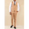 TP-23 - Men's Camel 3 Piece Linen Summer Wedding Suit
