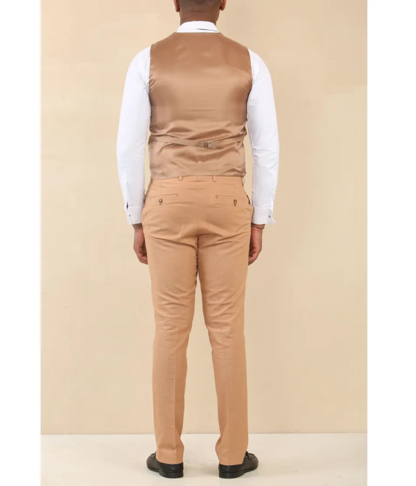 TP-23 - Men's Camel 3 Piece Linen Summer Wedding Suit