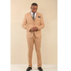 TP-23 - Men's Camel 3 Piece Linen Summer Wedding Suit