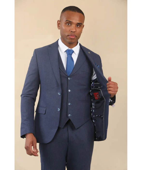 TP-24 - Men's Navy 3 Piece Linen Summer Wedding Suit