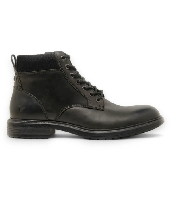 Beau - Men's Black Lace Up Side Zip Leather Chelsea Boots