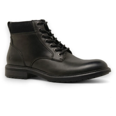 Beau - Men's Black Lace Up Side Zip Leather Chelsea Boots