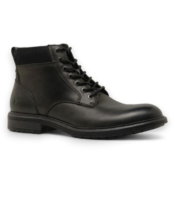 Beau - Men's Black Lace Up Side Zip Leather Chelsea Boots
