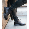 Beau - Men's Black Lace Up Side Zip Leather Chelsea Boots