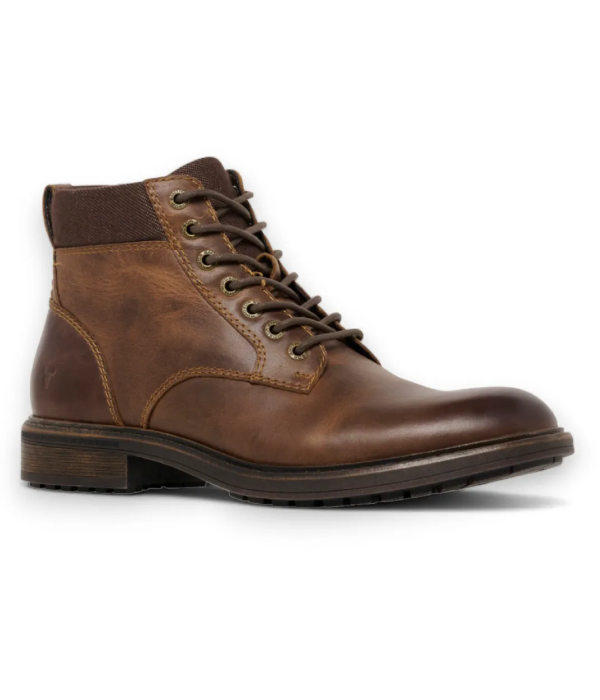 Beau - Men's Brown Lace Up Side Zip Leather Chelsea Boots