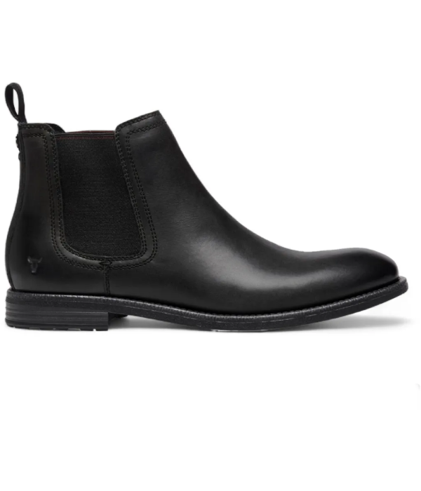 Sergio - Men's Black Slip On Leather Chelsea Boots
