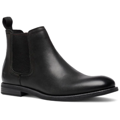 Sergio - Men's Black Slip On Leather Chelsea Boots