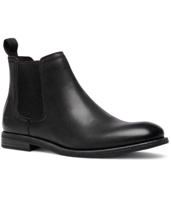 Sergio - Men's Black Slip On Leather Chelsea Boots