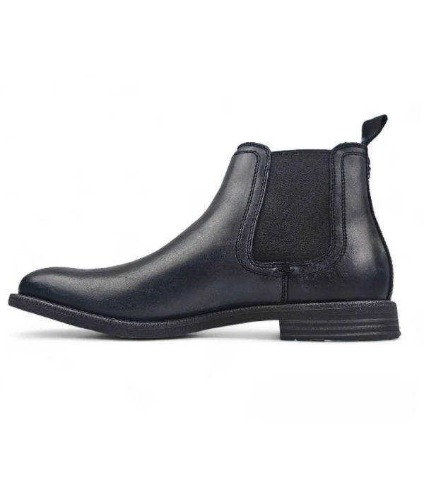 Sergio - Men's Black Slip On Leather Chelsea Boots