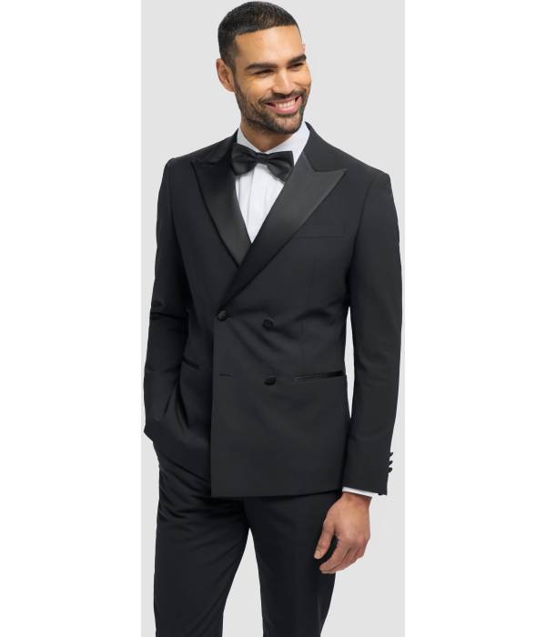 Aspen - Men's Black 2 Piece Double Breasted Tuxedo Suit