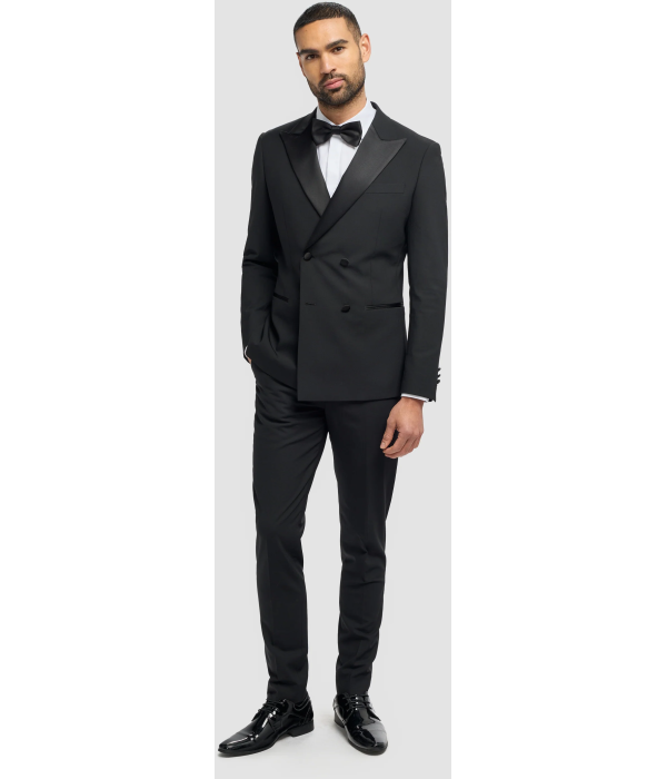 Aspen - Men's Black 2 Piece Double Breasted Tuxedo Suit