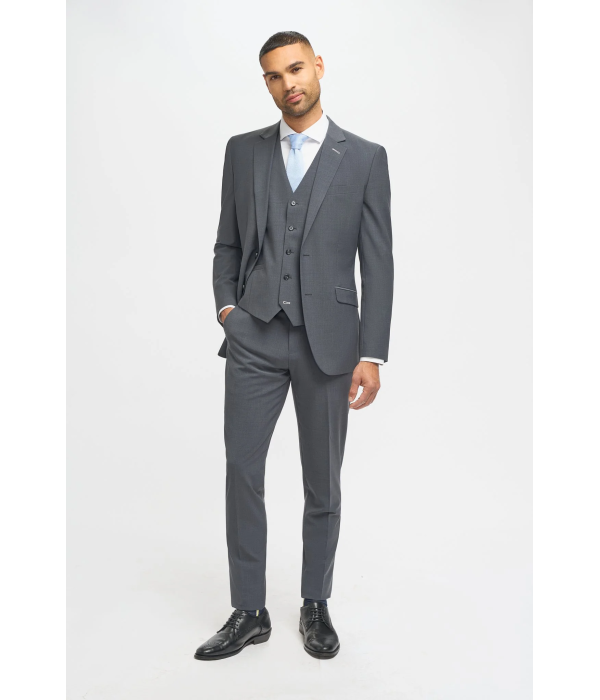 Bond - Men's Charcoal 3 Piece Tailored Fit Suit