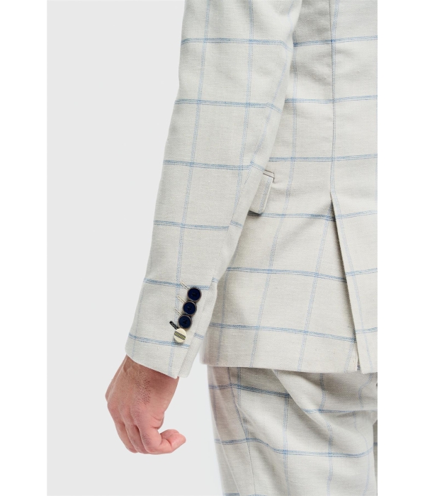 Gabriel - Men's Grey 2 Piece Linen Checked Suit