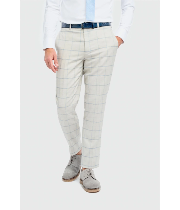Gabriel - Men's Grey 2 Piece Linen Checked Suit